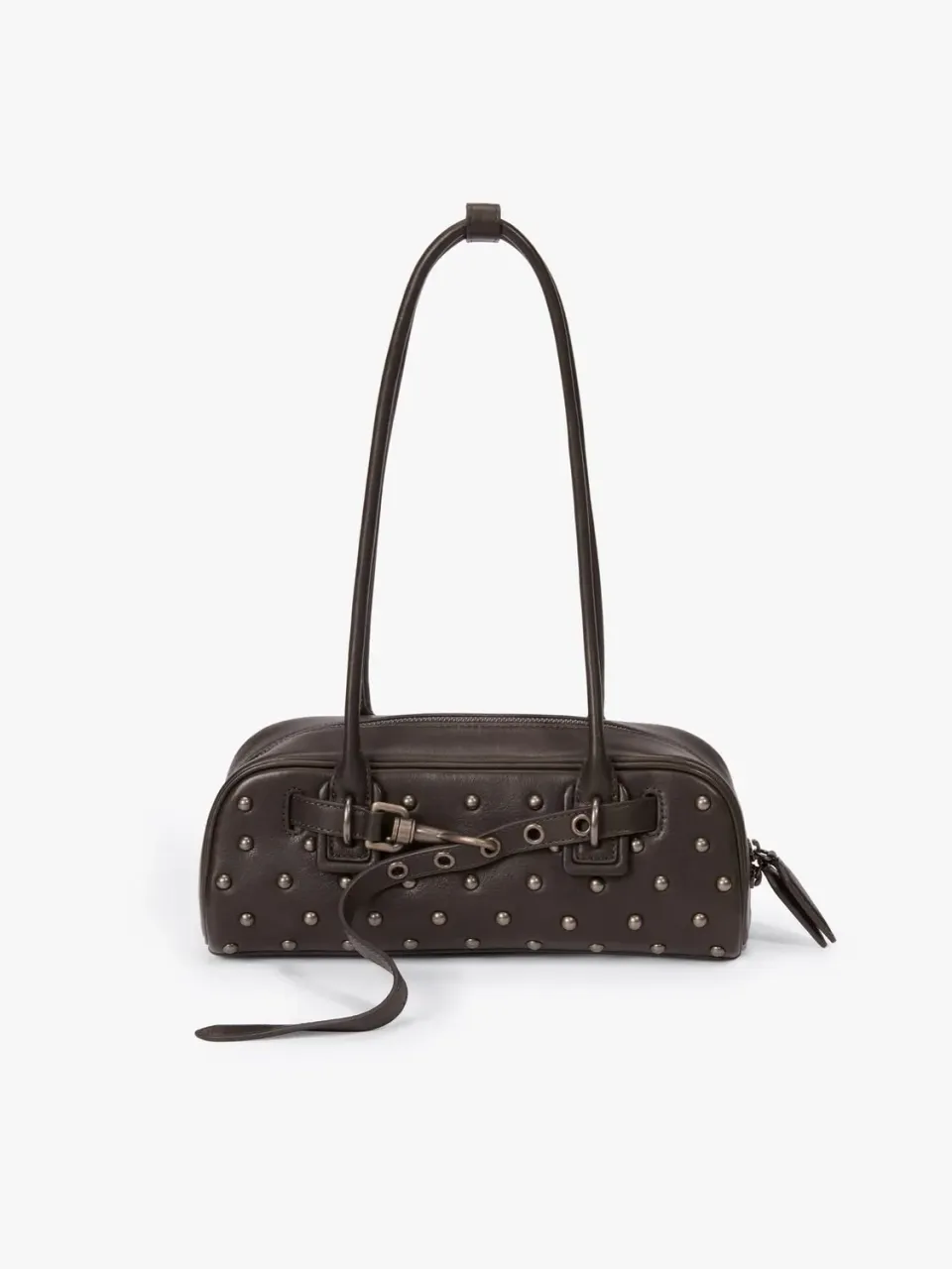 Miss Sixty Studded skuldertaske mørkebrun læder