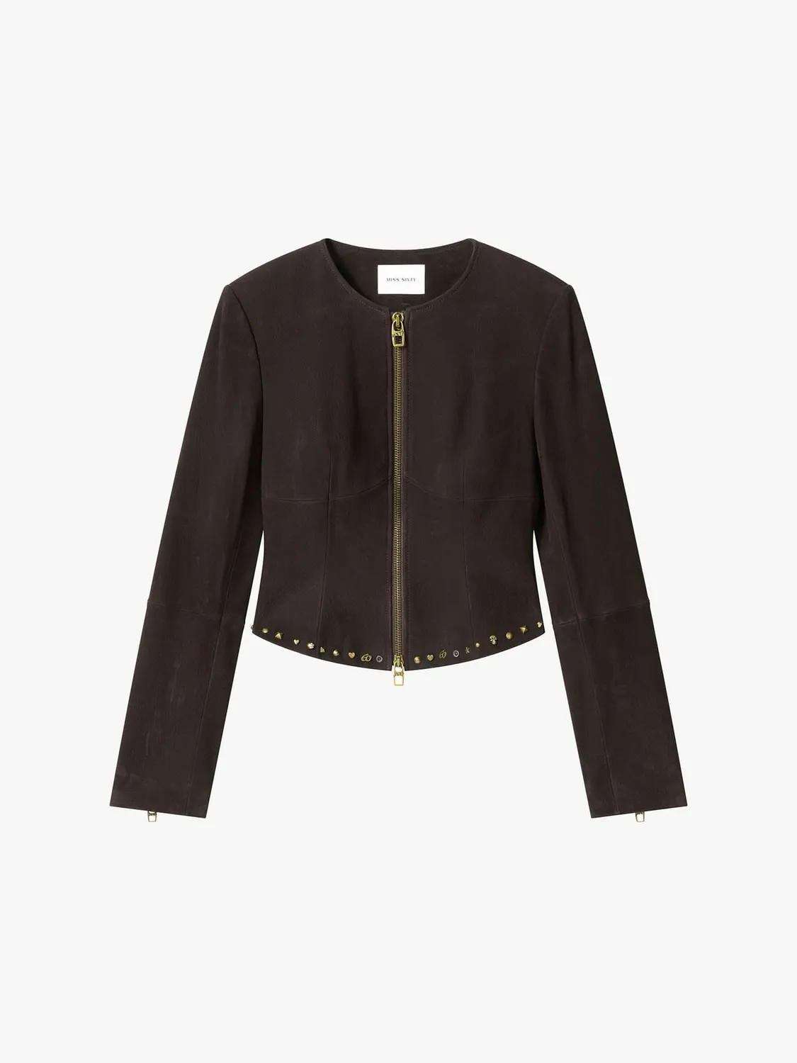 Miss Sixty Studded læderjakke mørkebrun gede skind