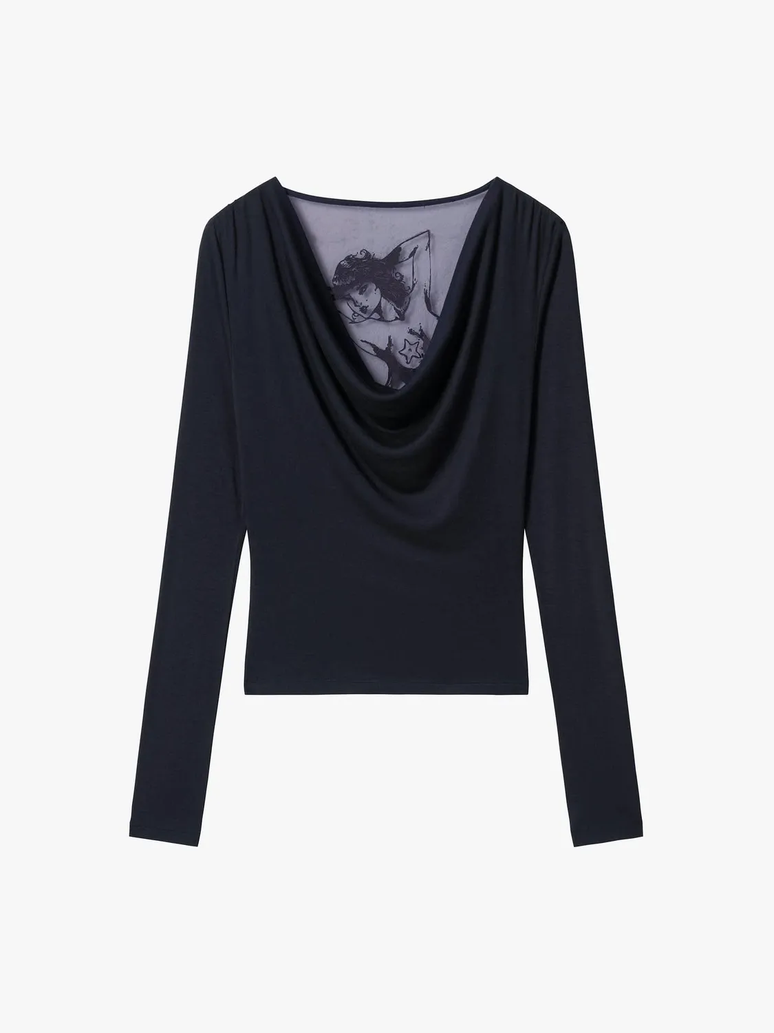 Miss Sixty Mermaid Flock t-shirt navy vandfaldshals