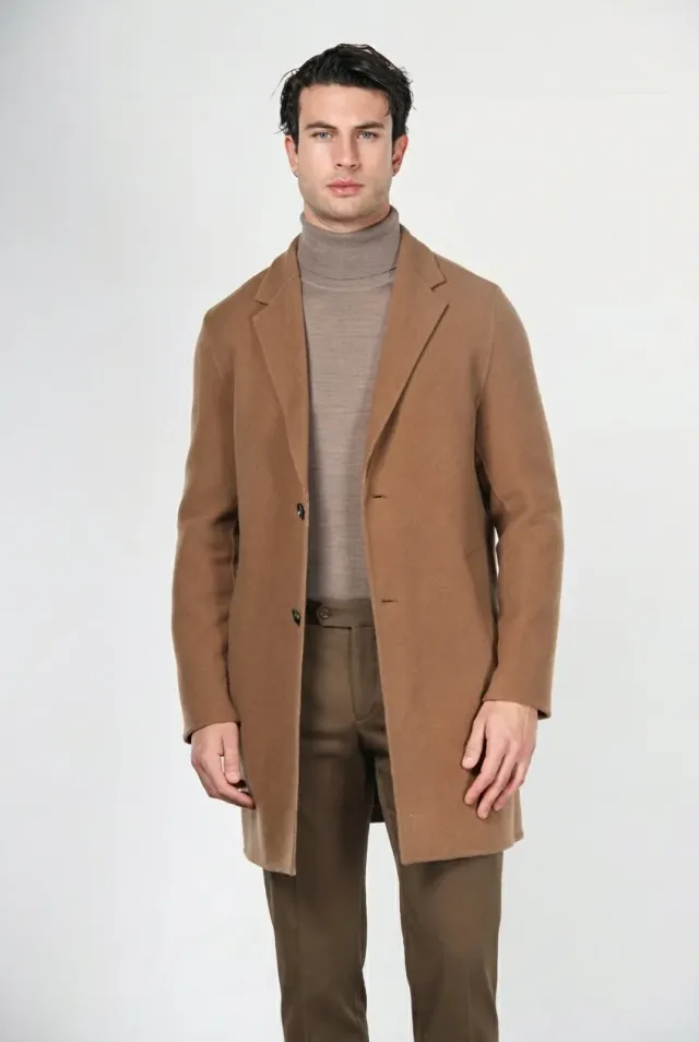 Mason's West Coast uldfrakke kamel ternet slim