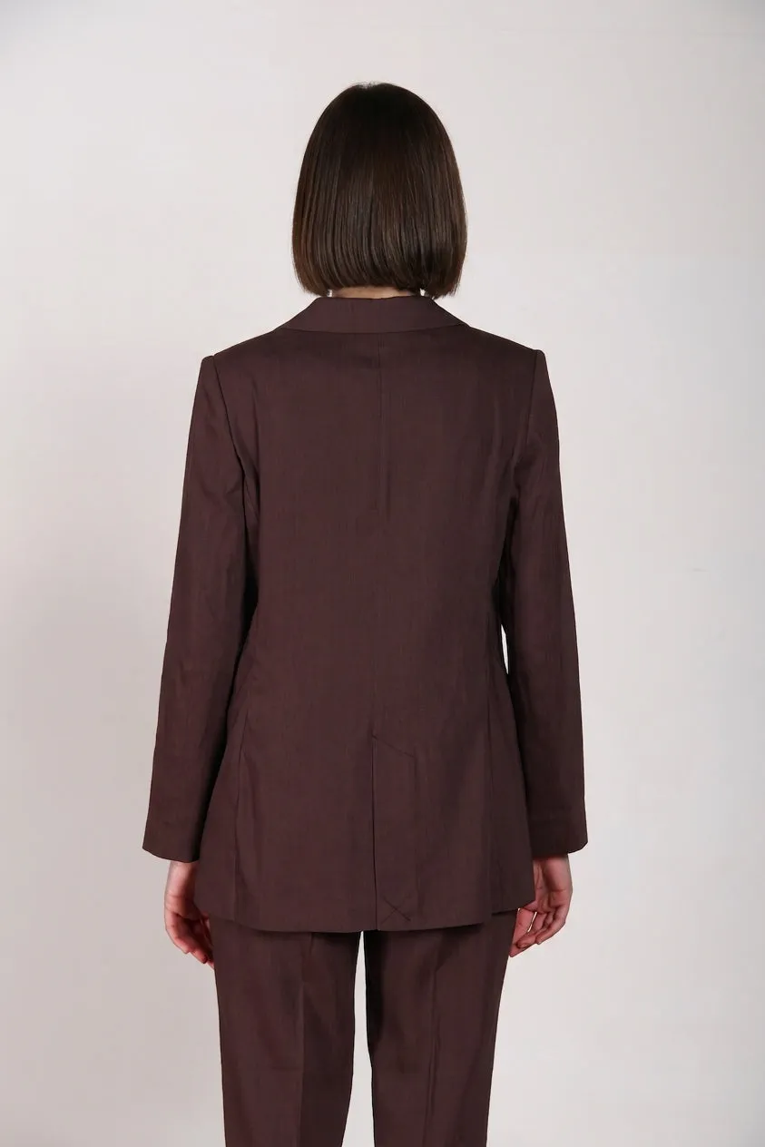 Mason's Irene blazer dame mørkebrun hør viskose