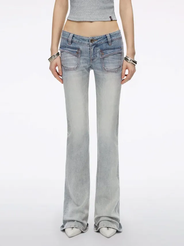 Miss Sixty flare jeans retro lyseblå lavtalje