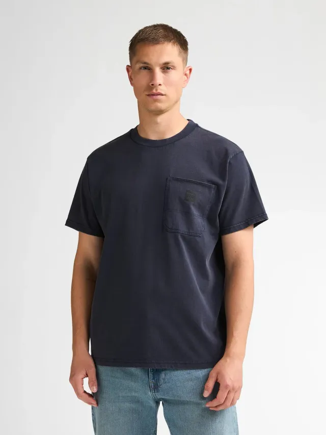Petrol Industries Vaughn T-shirt Royal Navy brystlomme bomuld