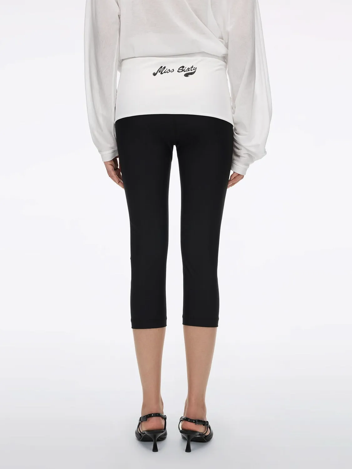 Miss Sixty Fold-Over Waist Skinny Capri capribukser sort stretch