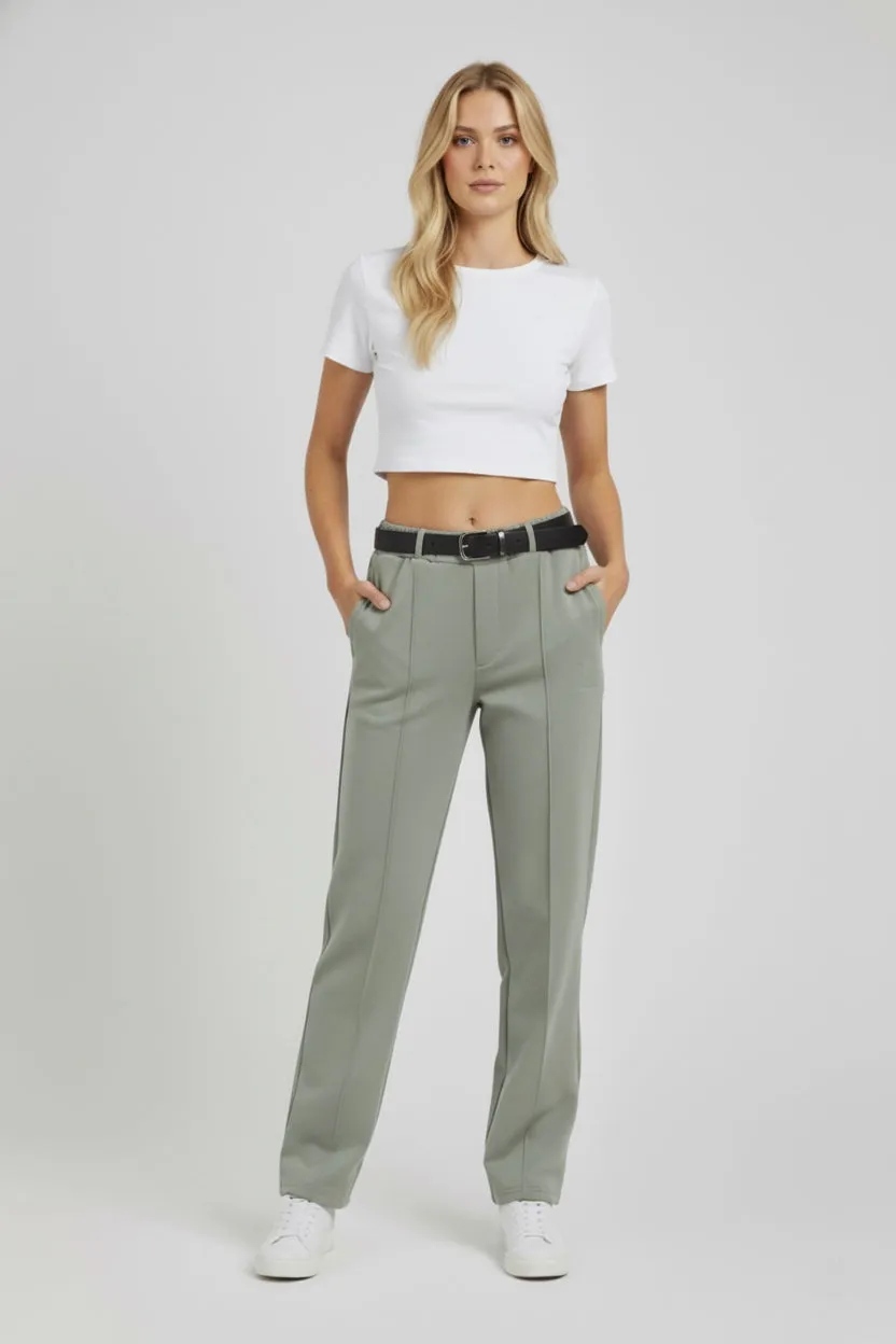 Organsk Tailored Jersey Trouser bukser pastel green stretch