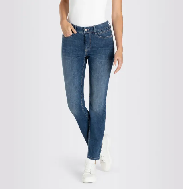 MAC Angela straight jeans mellemblå stretch