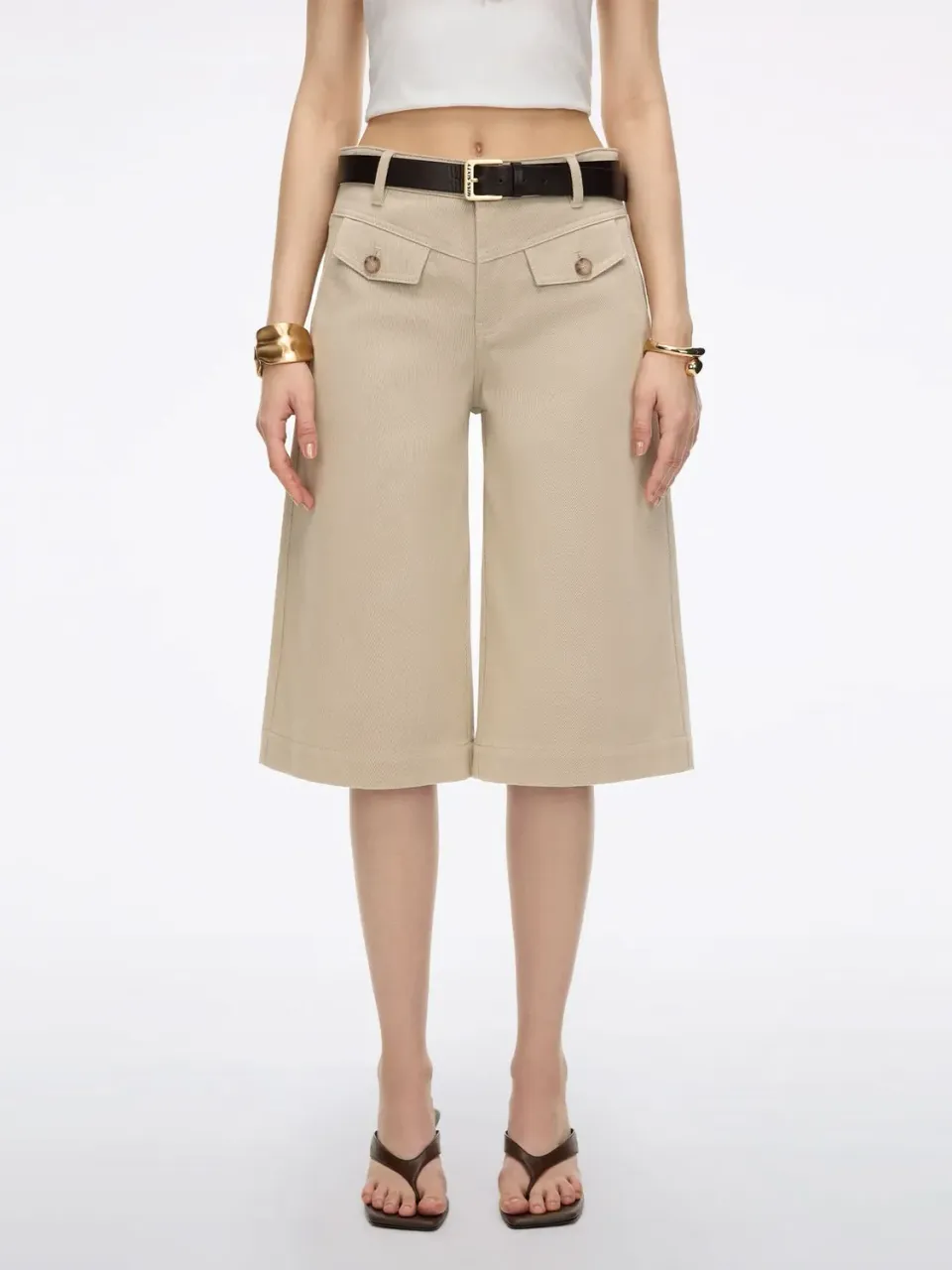 Miss Sixty bermudashorts lyse khaki bælte