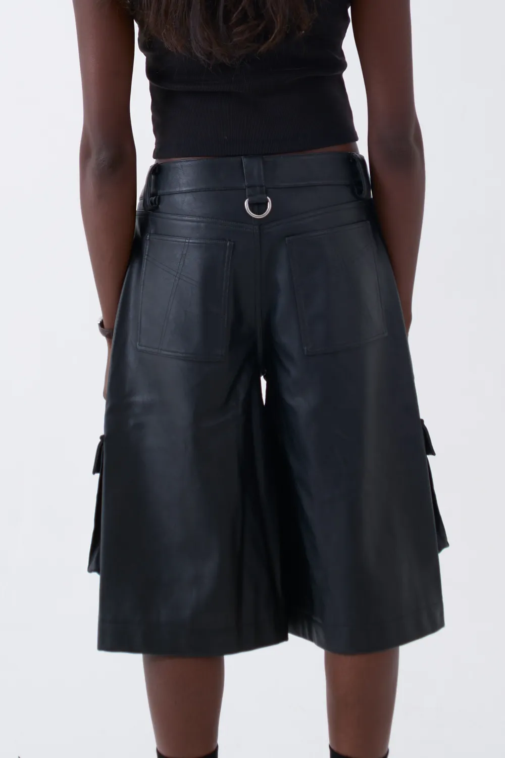 THE RAGGED PRIEST Jolt bermudashorts kunstlæder sort