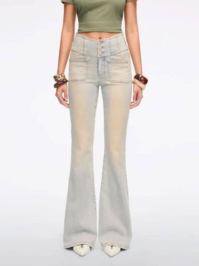 Miss Sixty Glenda Plus 5 flare jeans lyseblå stræk