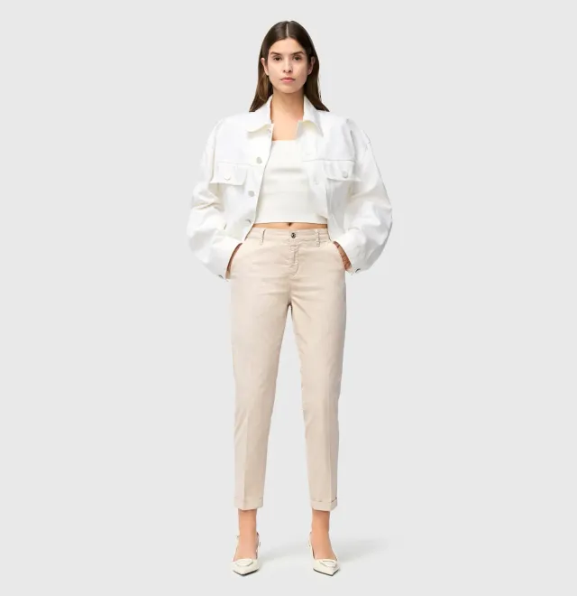 MAC Chino Turn Up chinos beige slim fit opslag