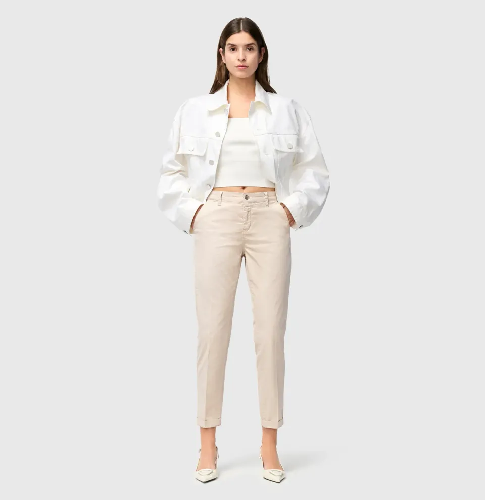 MAC Chino Turn Up chinos beige slim fit opslag