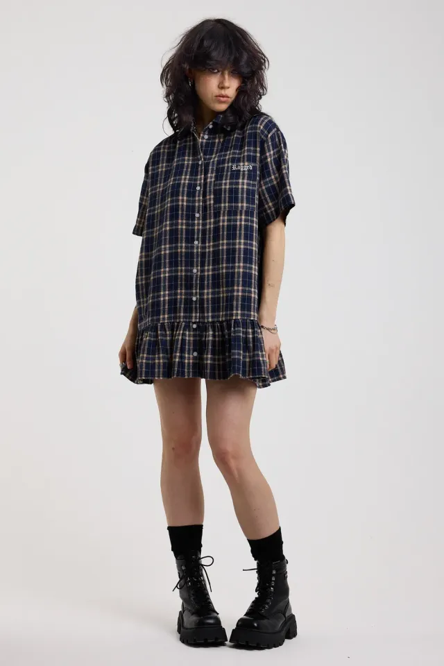The Ragged Priest Drill Tartan minikjole blå tern