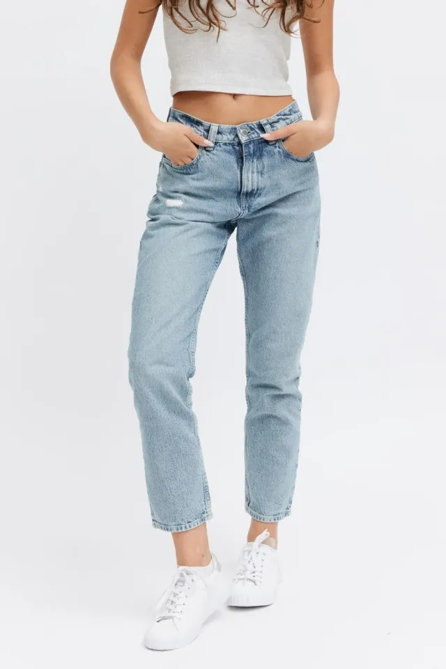 Organsk Aqua Shorty jeans Ocean Breeze høj talje