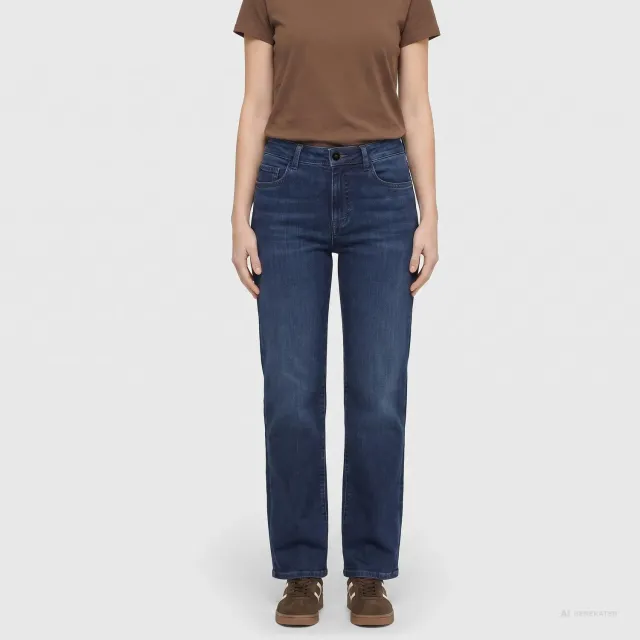 MAC Gracia straight vinter jeans mørkeblå