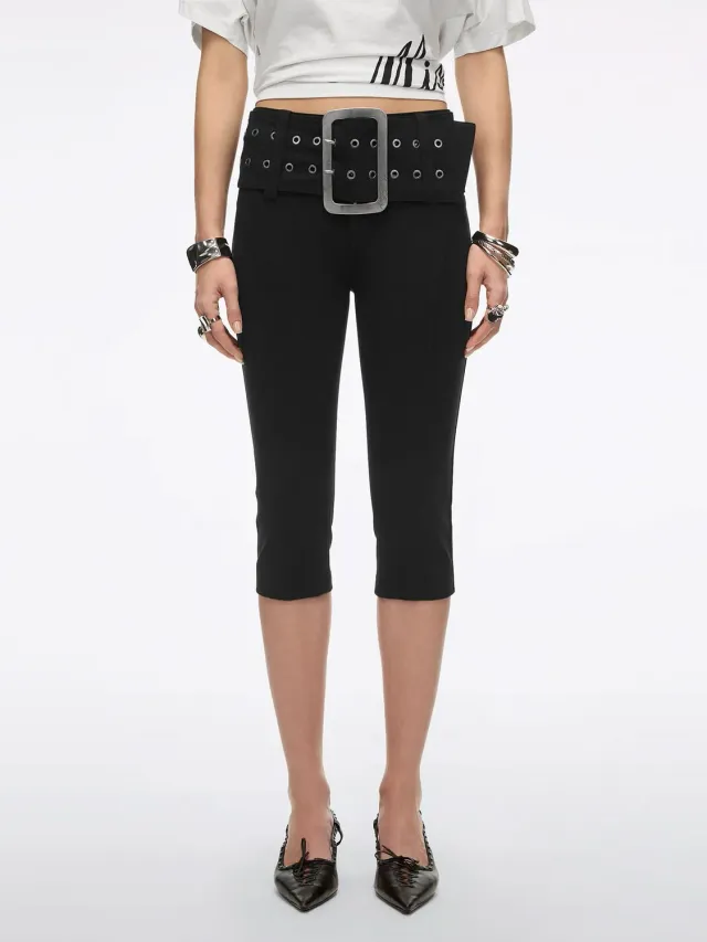 Miss Sixty Wide-Waistband Capri bukser sort bælte