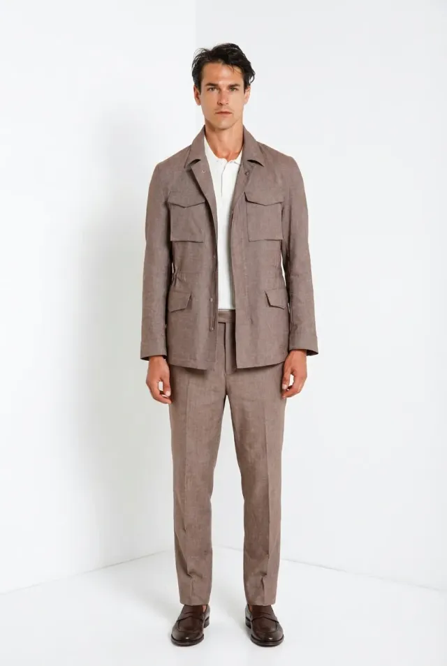 Mason's Field fieldjakke taupe hørblanding