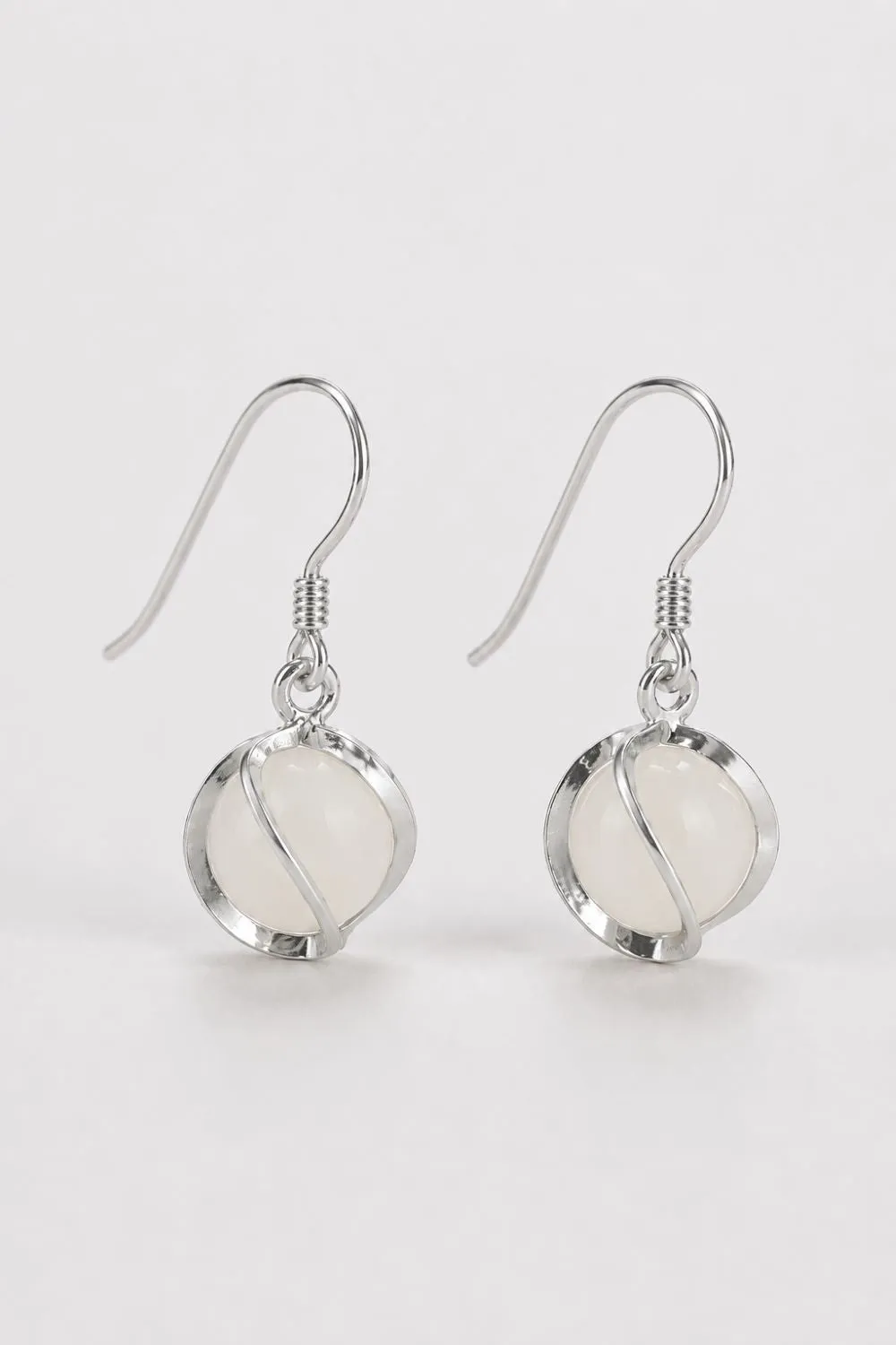 Organsk Moonstone Orb Drop øreringe sølv guld