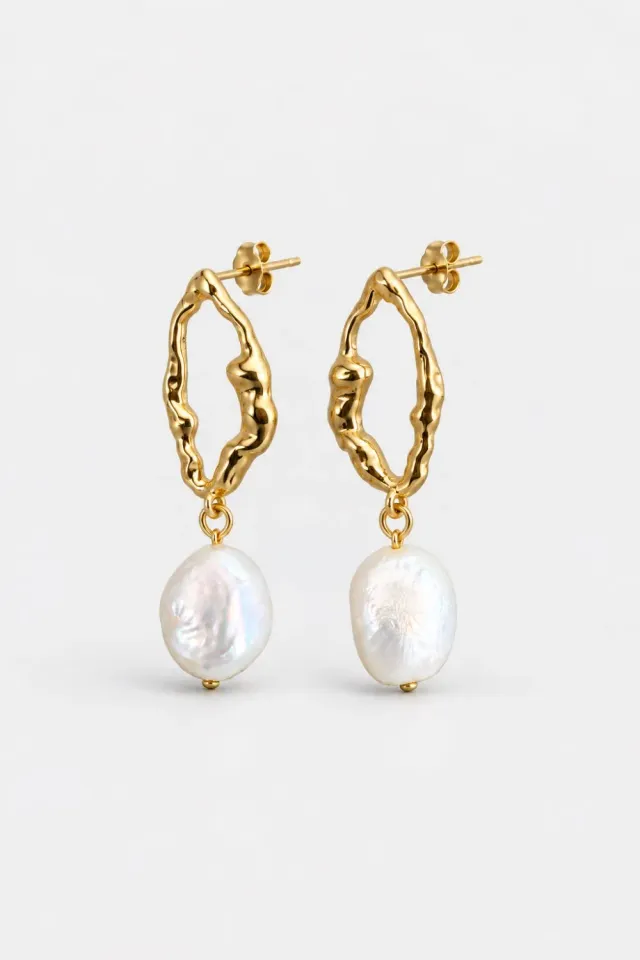 Organsk Baroque Pearl øreringe guld med perle