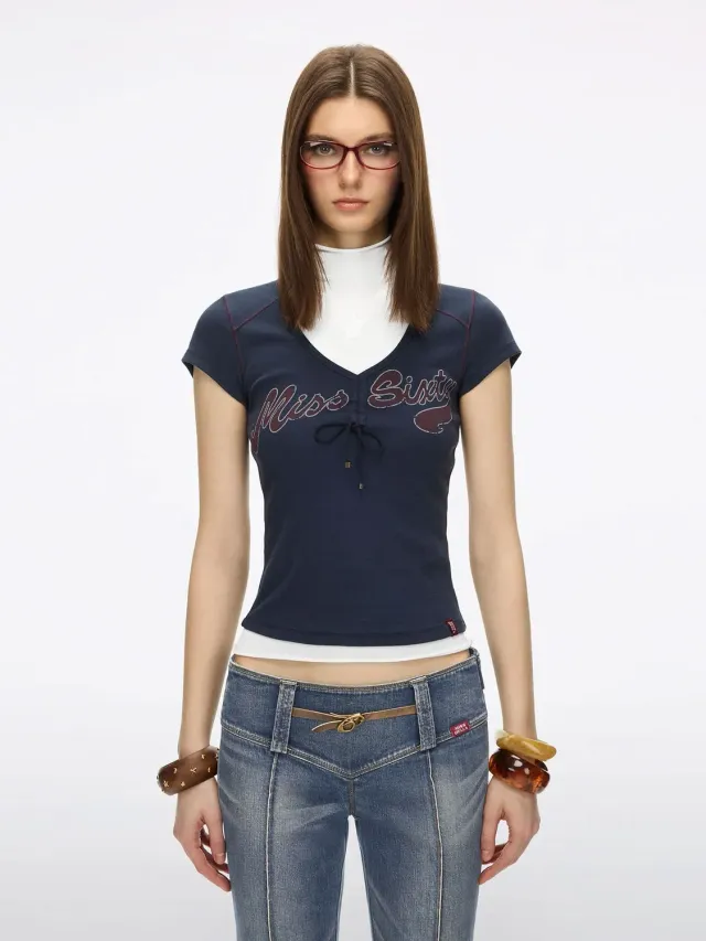 Miss Sixty Bella 6M1SJ31700 T-shirt navy blue slim fit
