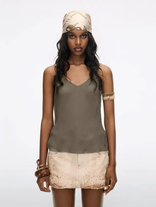 Miss Sixty Camisole Top silketop brun V-hals