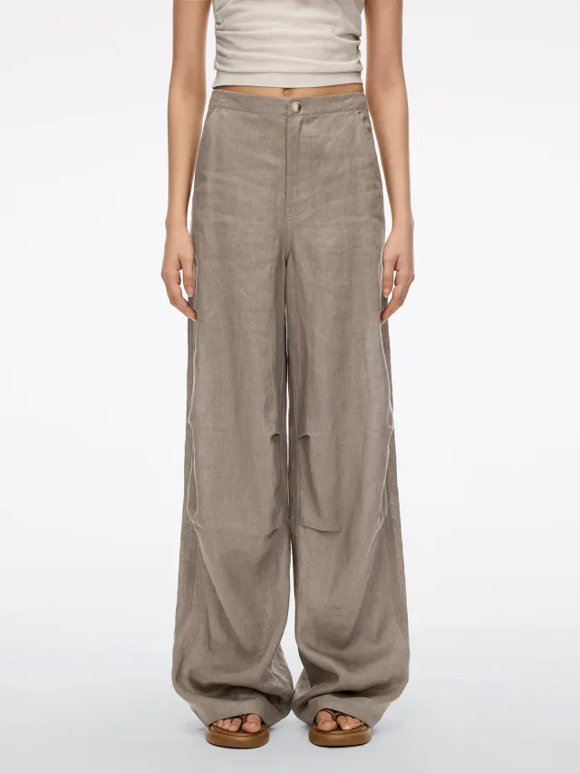 Miss Sixty Linen Wide-Leg Bukser khaki hør
