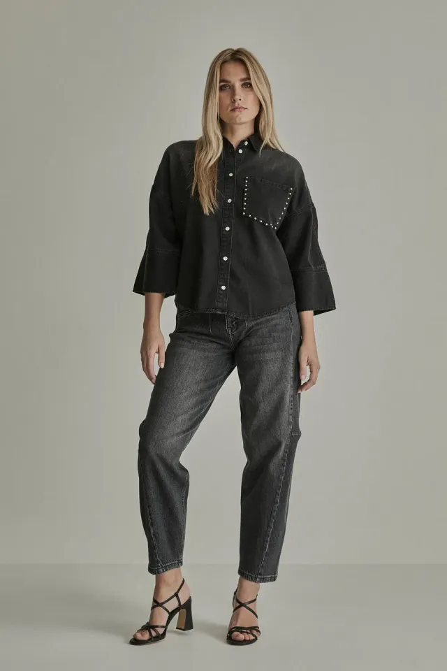 Para Mi Coco jeans Shadow Black barrel ekstra høj talje