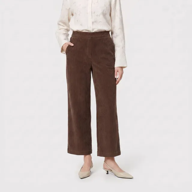 MAC Chiara cropped fløjlsbukser brun wide