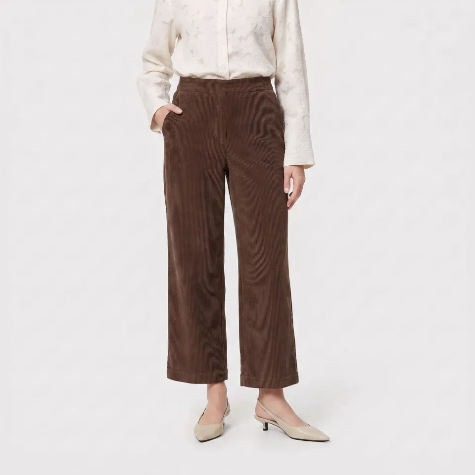 MAC Chiara cropped fløjlsbukser brun wide