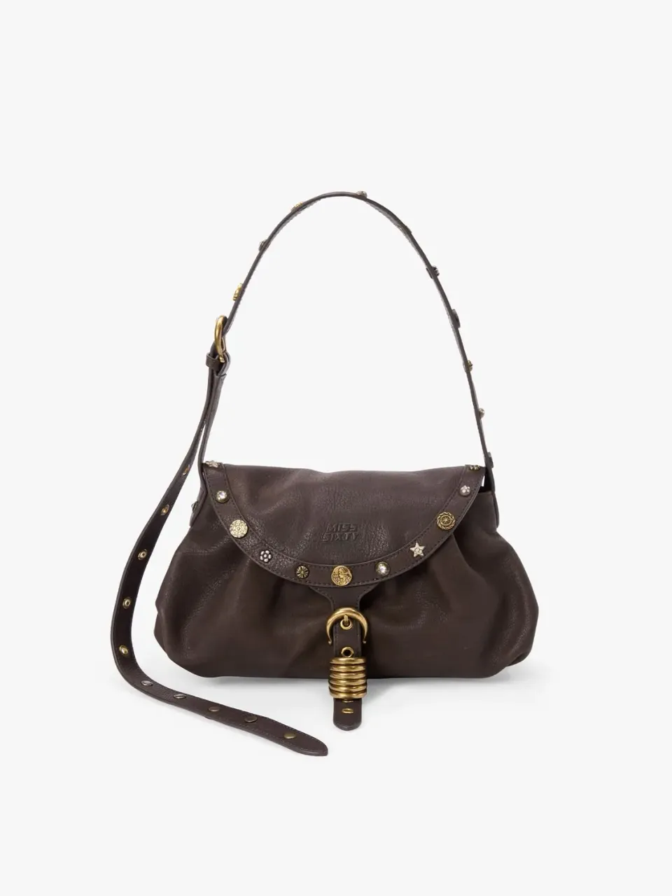 Miss Sixty Studded skuldertaske sort læder med nitter