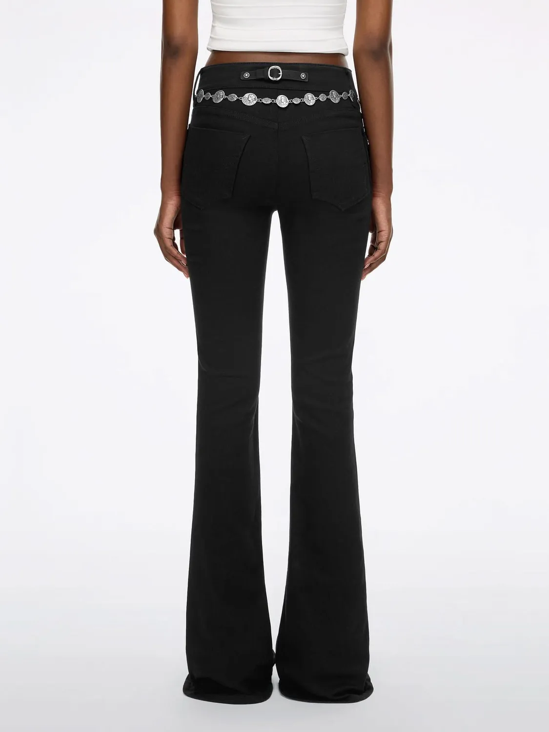 Miss Sixty flare jeans sort stretch taljekæde
