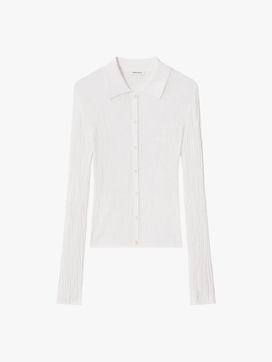 Miss Sixty Strikcardigan broderet sløjfe hvid cropped