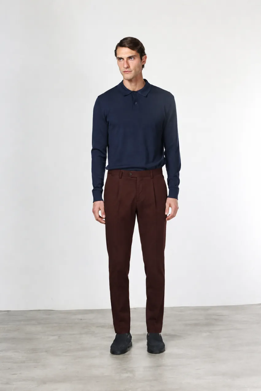 Mason's Torino 1 Pinces chinos vinrød slim cashmere