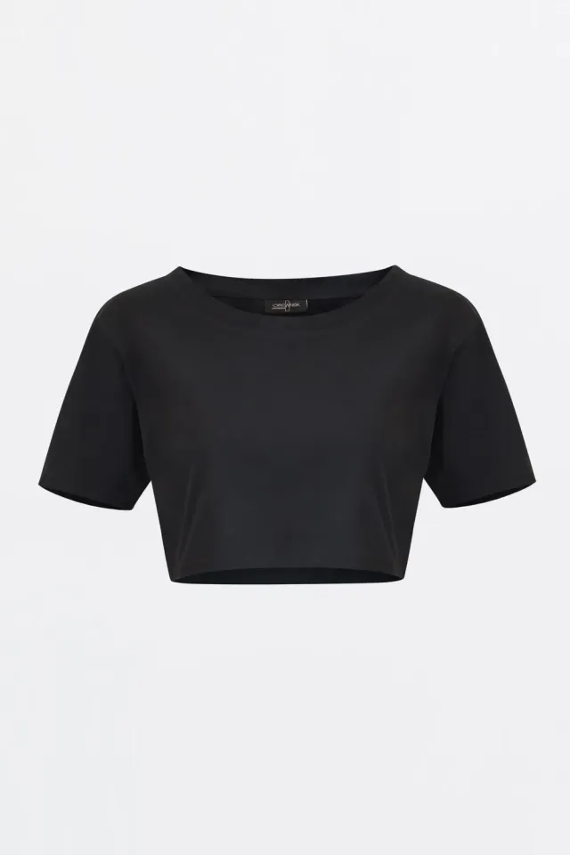Organsk Crop Top sort økologisk bomuld