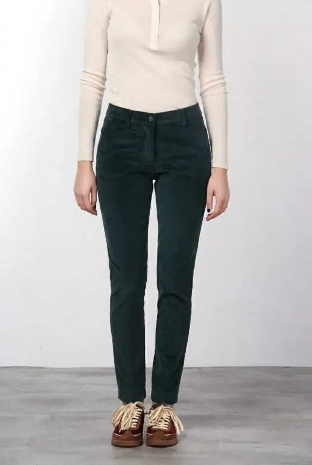Mason's New York Slim chino bukser slim mørkegrøn fløjl