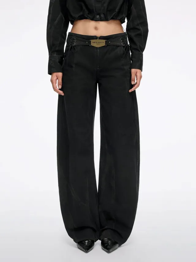Miss Sixty Metal-Plate Curved-Cut jeans dark chocolate