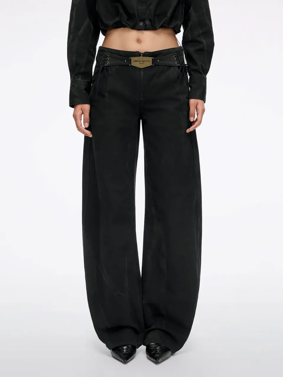 Miss Sixty Metal-Plate Curved-Cut jeans dark chocolate