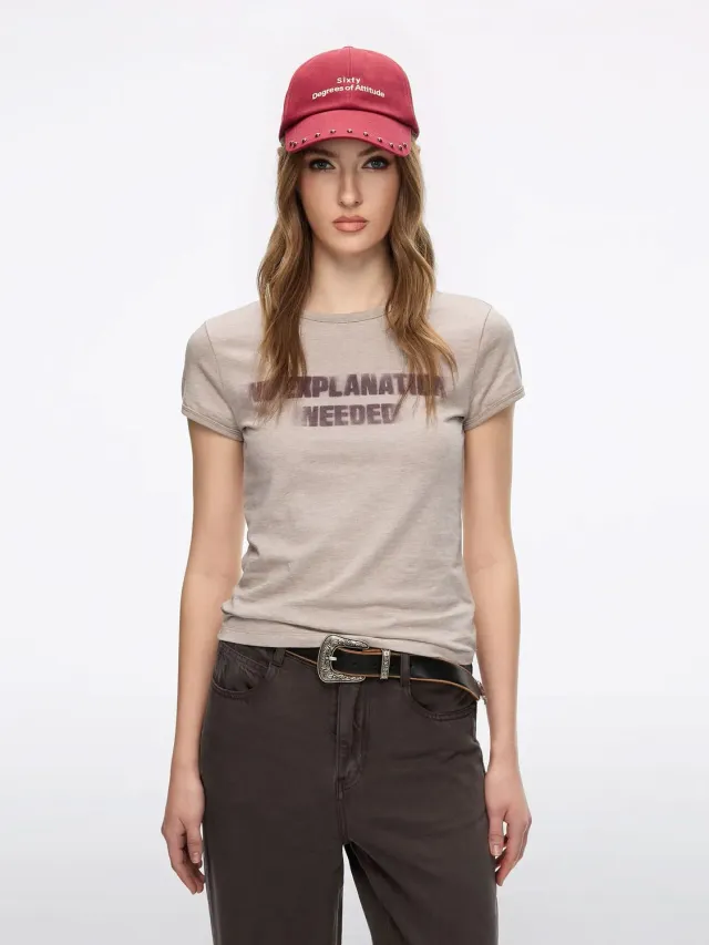 Miss Sixty slogan t-shirt heather apricot print