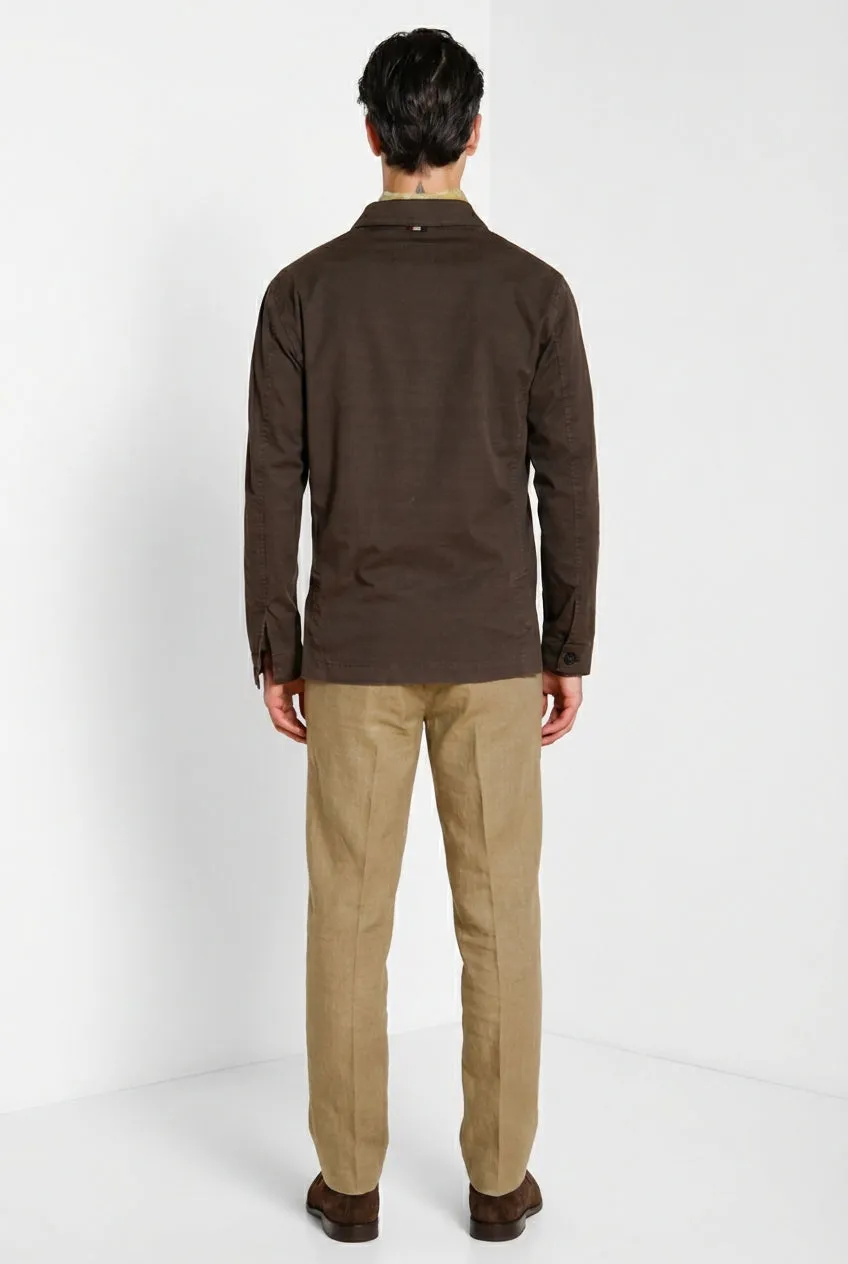 Mason's City herrejakke brun bomuld-hør stretch