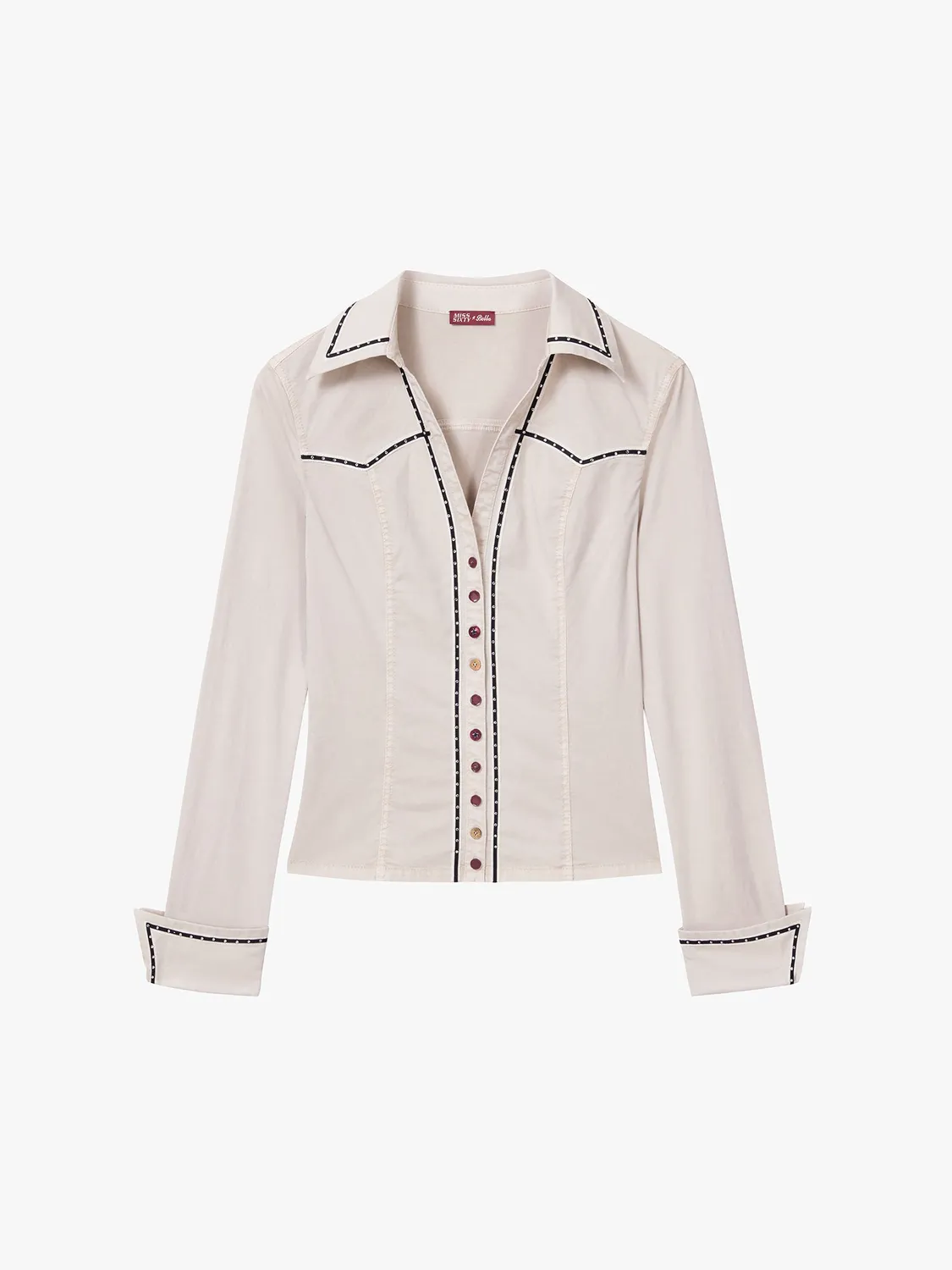 Miss Sixty Rhinestone Button skjorte khaki grey