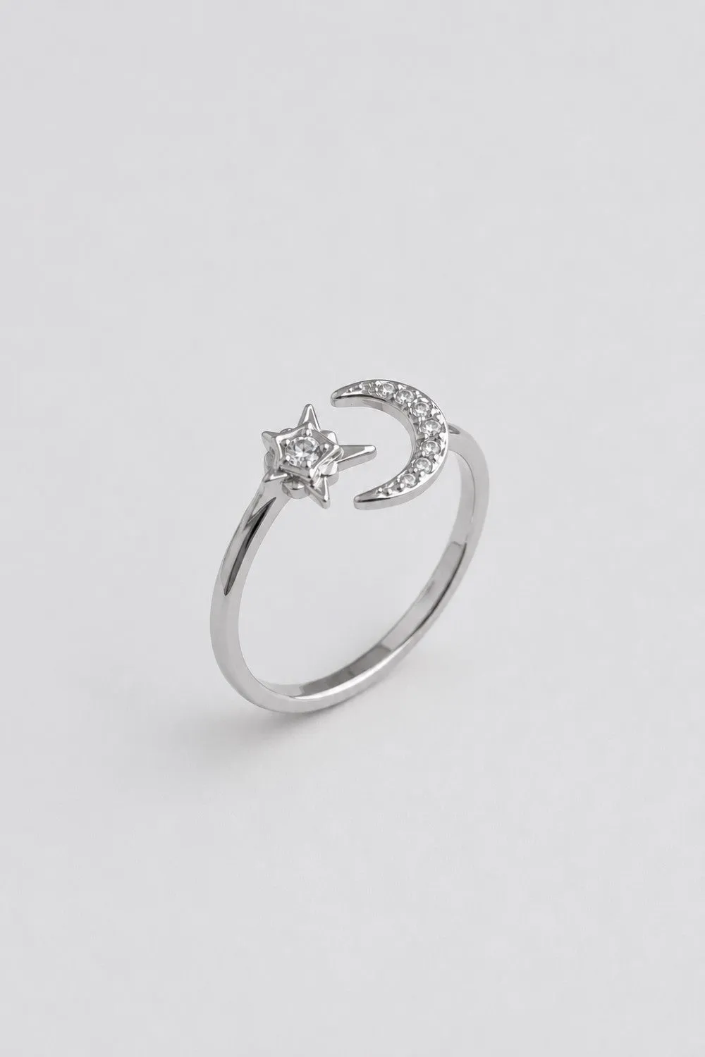 Organsk Celestial Moon Star ring justerbar forgyldt