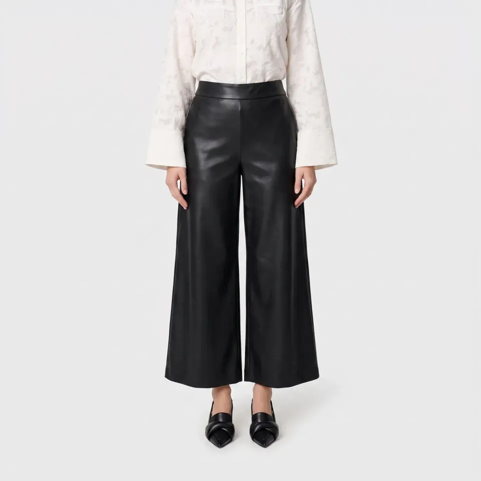 MAC Culotte 3031-00-0497 læderbukser sorte wide