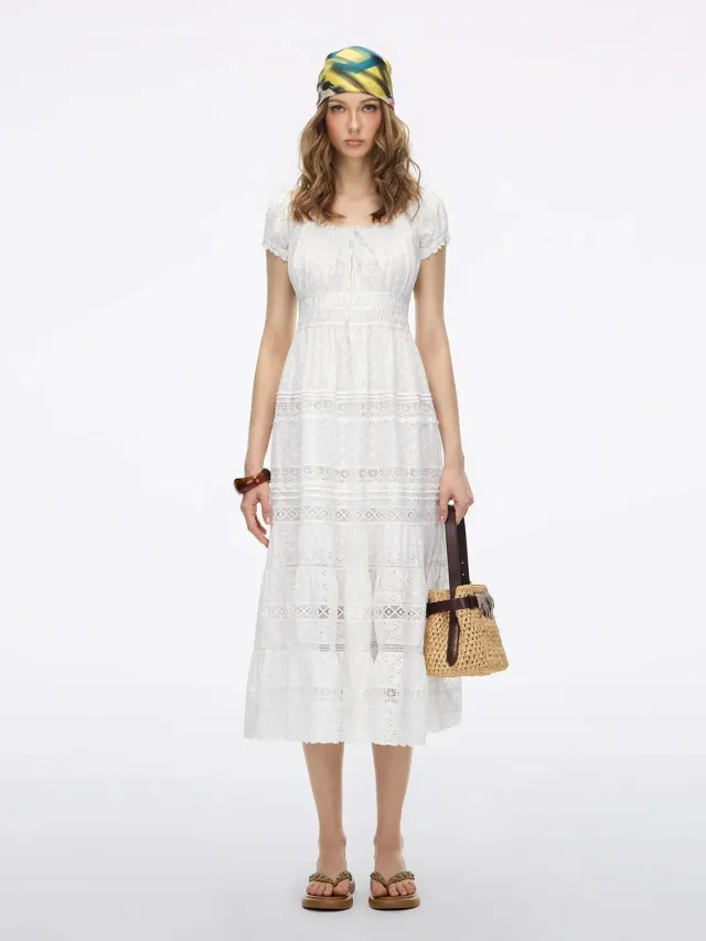 Miss Sixty Embroidered kjole hvid broderi S