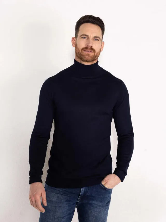 Petrol Industries Essential Coltrui rullekravesweater viskose navy