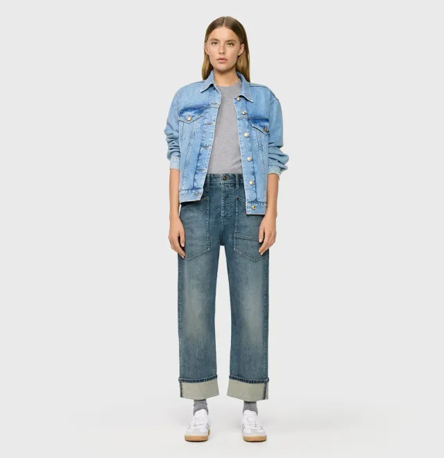 MAC Baggy straight cropped jeans blå comfort