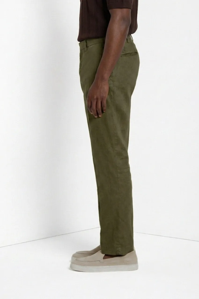 Mason's New York Icon Flex chino skovgrøn hør regular