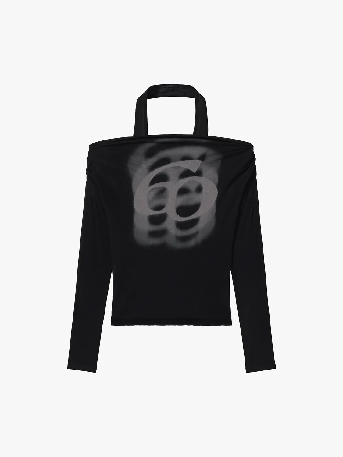 Miss Sixty Logo T-Shirt off-shoulder sort langærmet