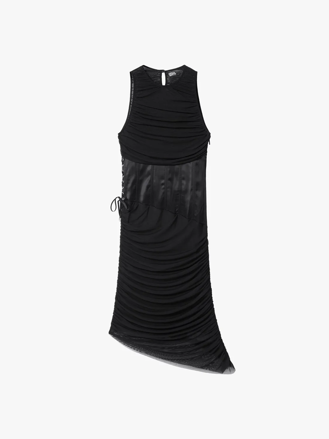 Miss Sixty Ruched Drape Kjole sort satin korset