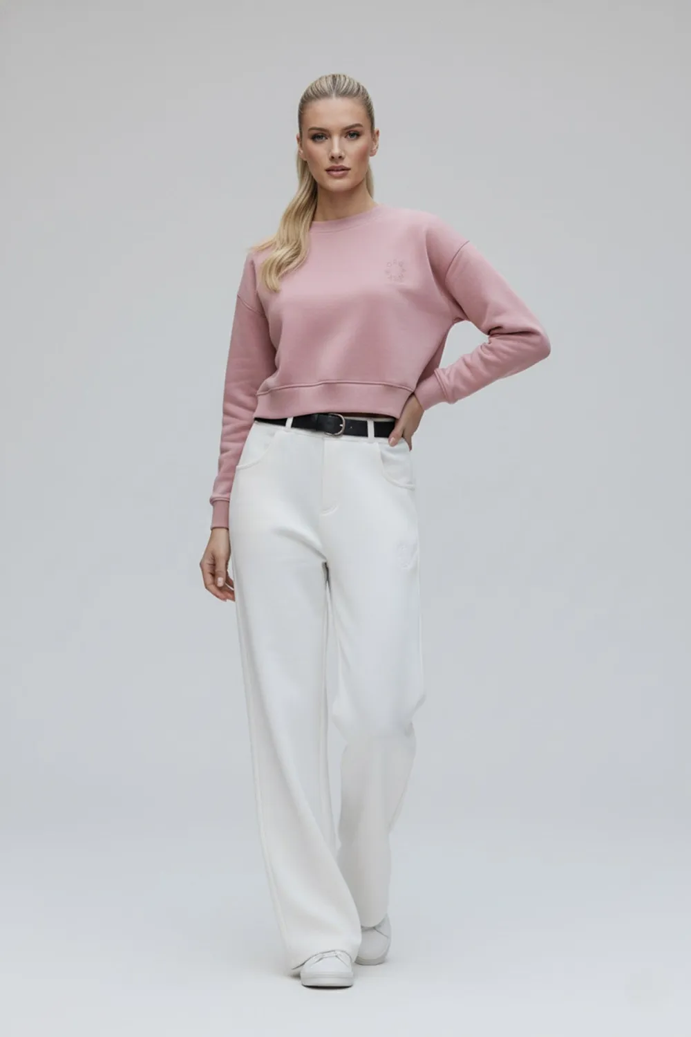 Organsk Cropped sweatshirt pink økologisk oversize