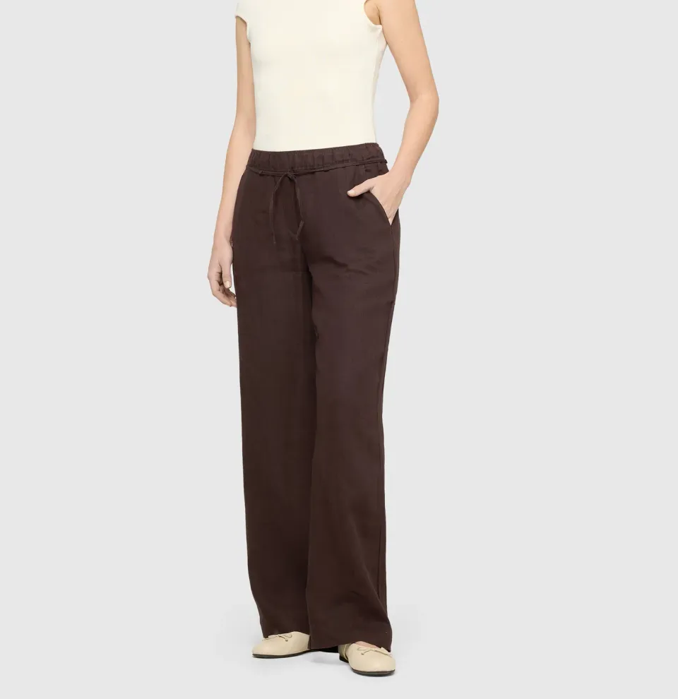 MAC Chiara Belt hørbukser brun wide fit