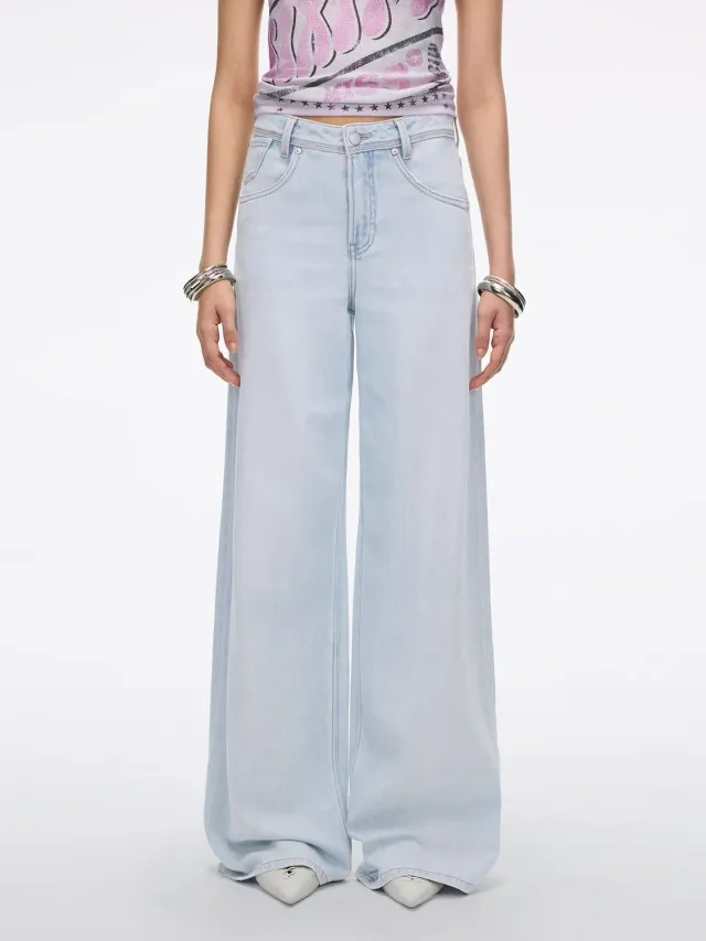 Miss Sixty Jasmine wide leg jeans medium light blue stretch